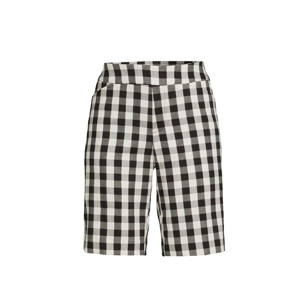 Women's Pull-on Stretchy Cotton Blend Gingham Bermuda Shorts Relaxed Fit Size XL